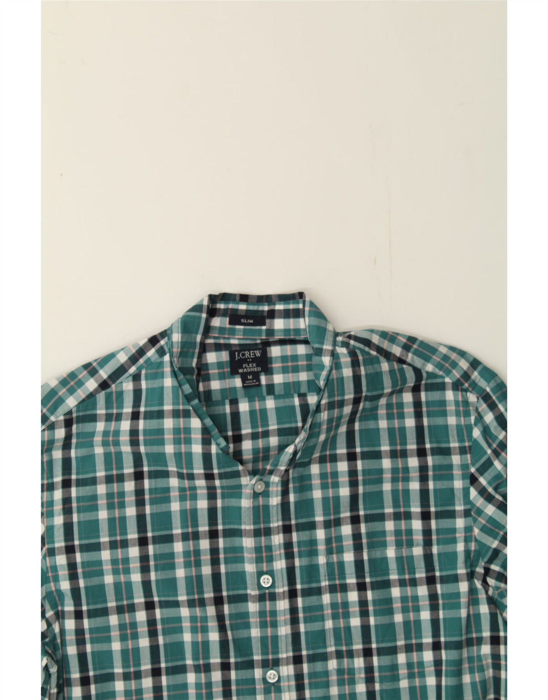 J. CREW Mens Flex Slim Shirt Medium Green Check Cotton Vintage J. Crew and Second-Hand J. Crew from Messina Hembry 