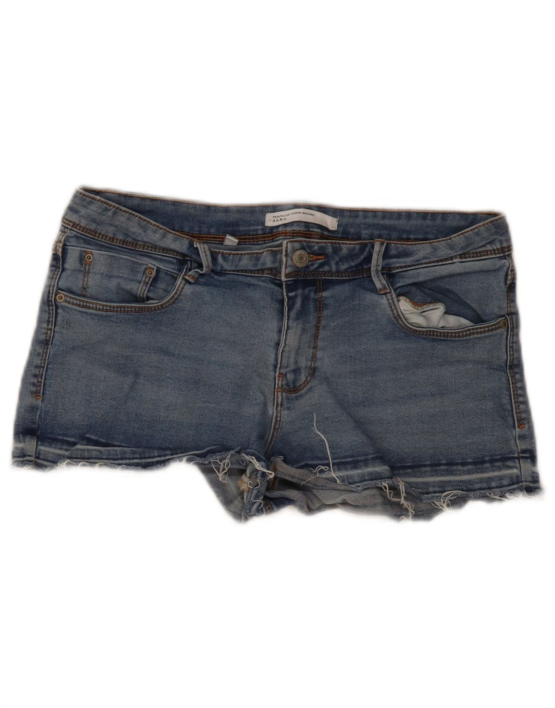 Zara Dame Denim Hot Pants EU 42 Large W32 Blue