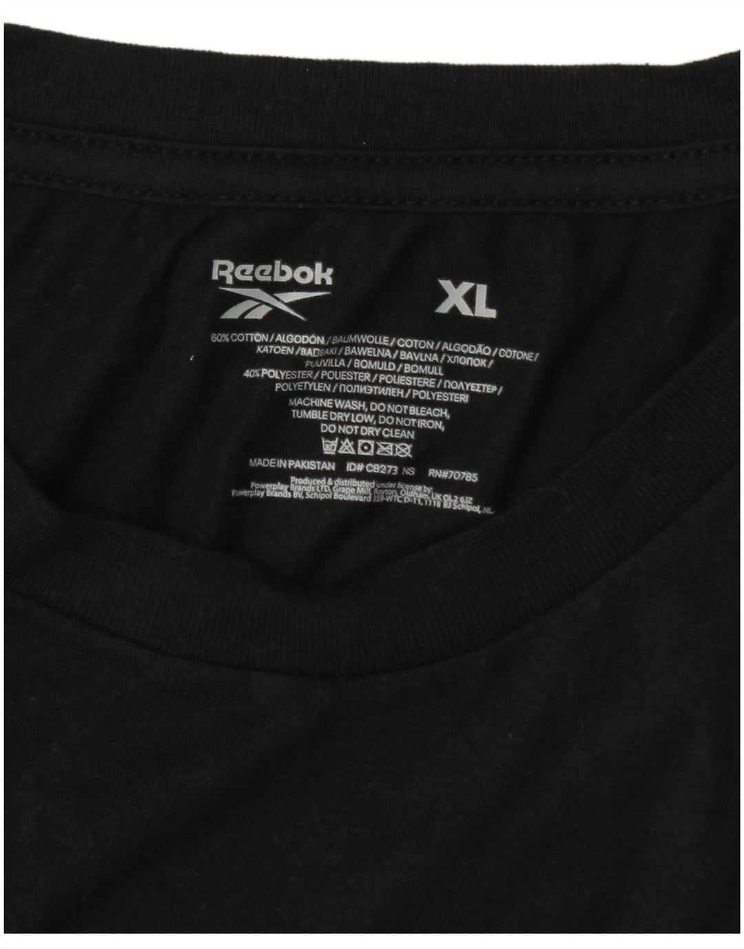 Reebok Herre T-Shirt Top XL Sort Bomuld