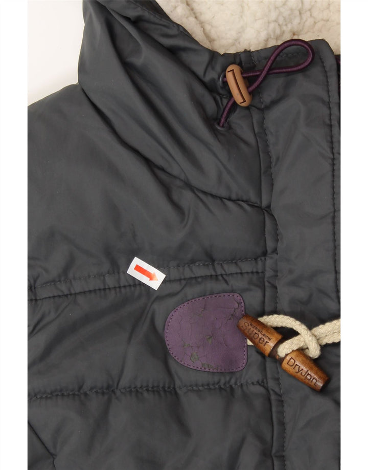 SUPERDRY Dame hætte polstret Gilet UK 14 mellemgrå polyester