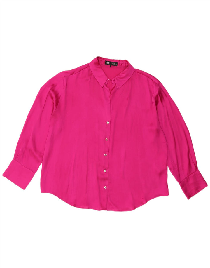 Zara skjortebluse til kvinder UK 20 2XL Pink Polyester