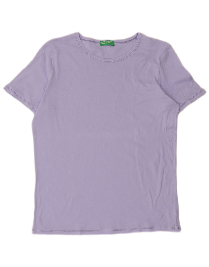 Benetton Dame T-Shirt Top UK 12 Medium Lilla