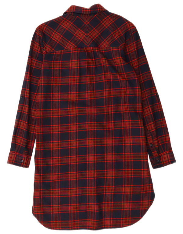 Jack Wills Kvinders Oversized Skjortekjole UK 6 XS Marineblå Ternet Bomuld