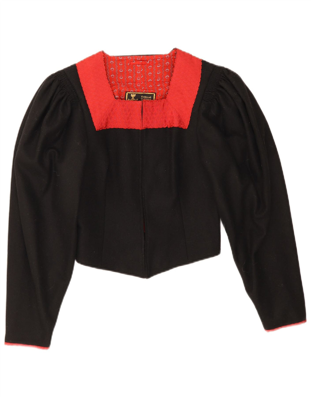 Vintage Dame Trachten Bolero Jacket EU 38 Medium Sort Colourblock
