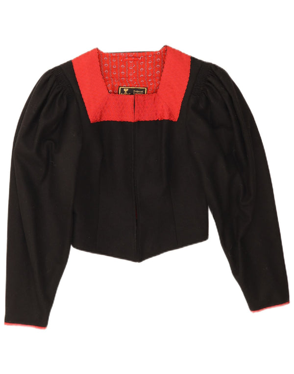 Vintage Dame Trachten Bolero Jacket EU 38 Medium Sort Colourblock