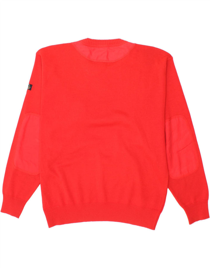 VINTAGE Mens Button Neck Jumper Sweater Large Red Wool Vintage Vintage and Second-Hand Vintage from Messina Hembry 