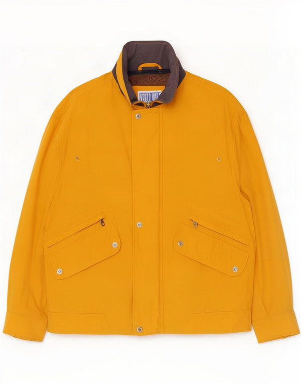 Vintage Mens Hooded Rain Jacket UK 38 Medium Yellow Cotton