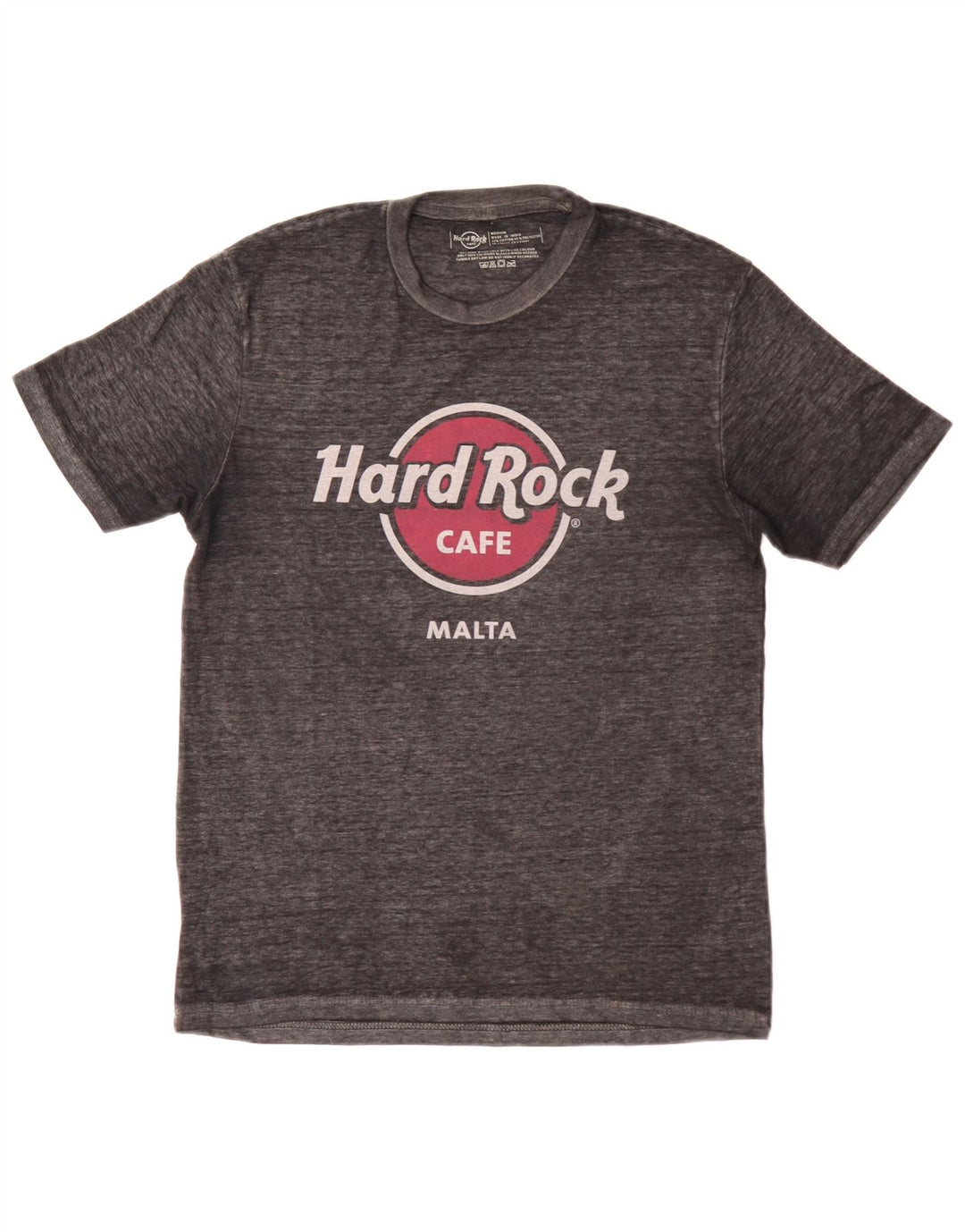 Hard Rock Cafe Herre Malta Grafisk T-Shirt Top Medium Grå Bomuld