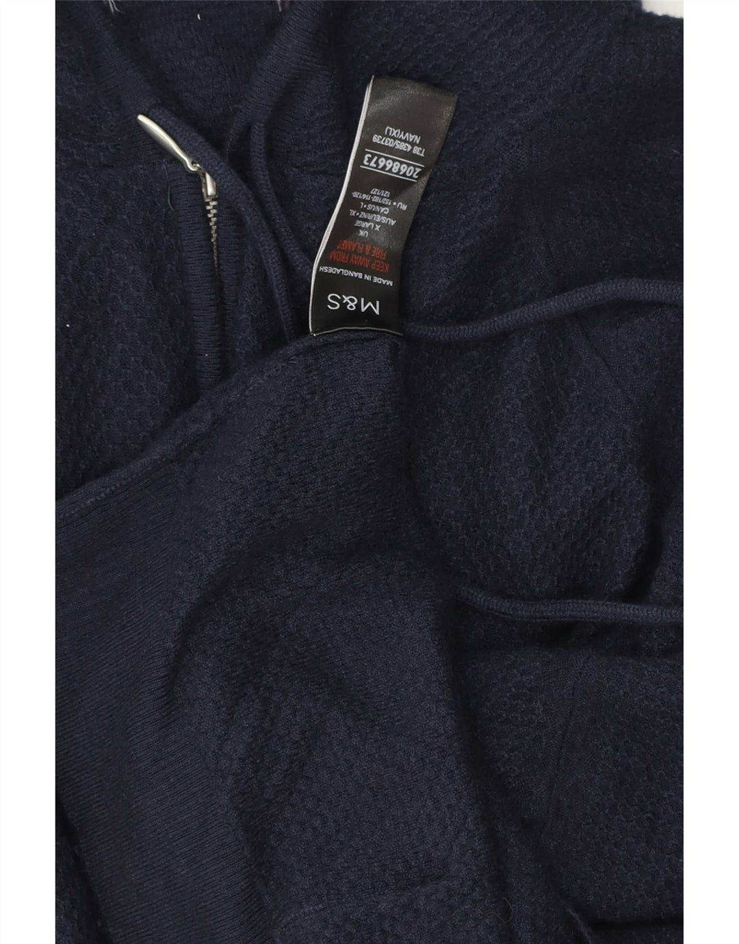 Marks & Spencer Herre Zip Neck Jumper Sweater XL Navy Blue Viscose