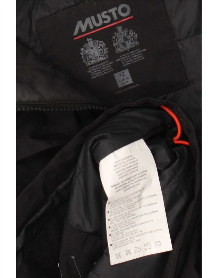 Musto Dame Hooded Parka Jacket UK 12 Medium Sort Polyamid