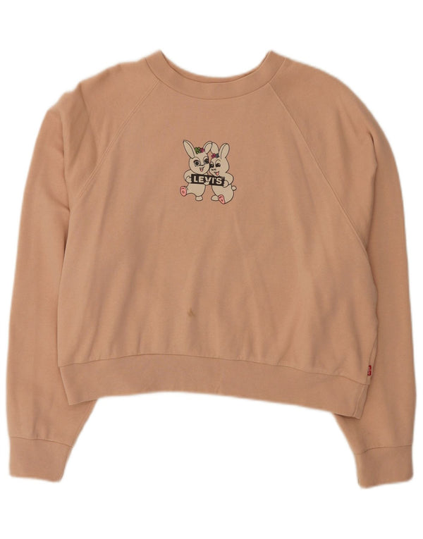 Levi's Womens Oversized Crop Graphic Sweatshirt Jumper UK 14 Medium Pink