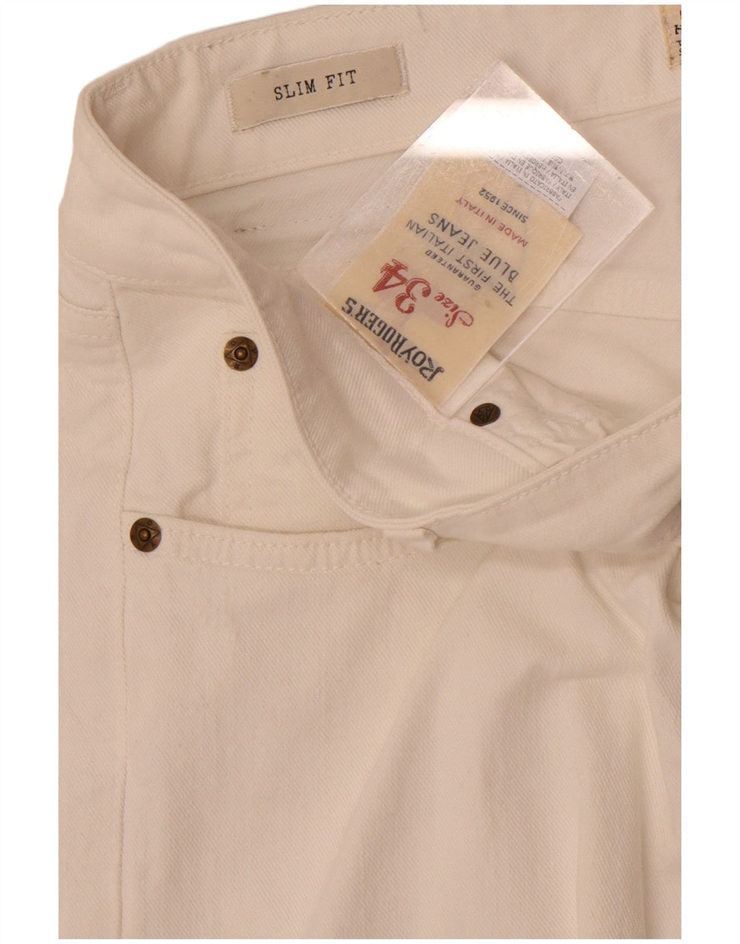 Roy Rogers Dame Slim Jeans W34 L30 Hvid Bomuld