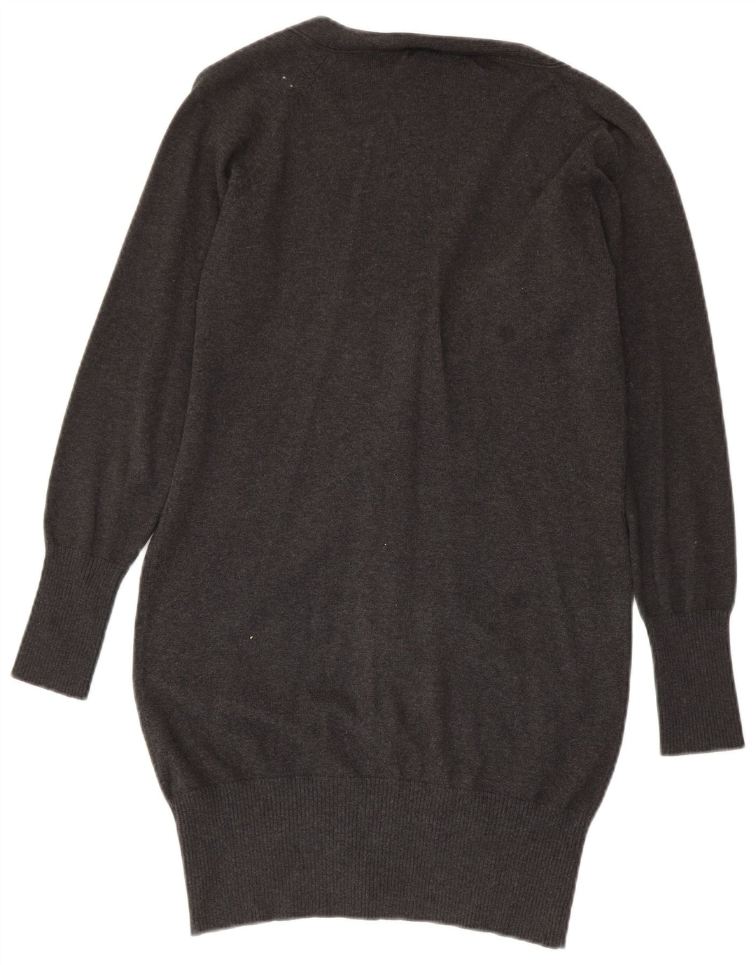 Zara Womens Longline Cardigan Sweater UK 12 Medium Grey Bomuld