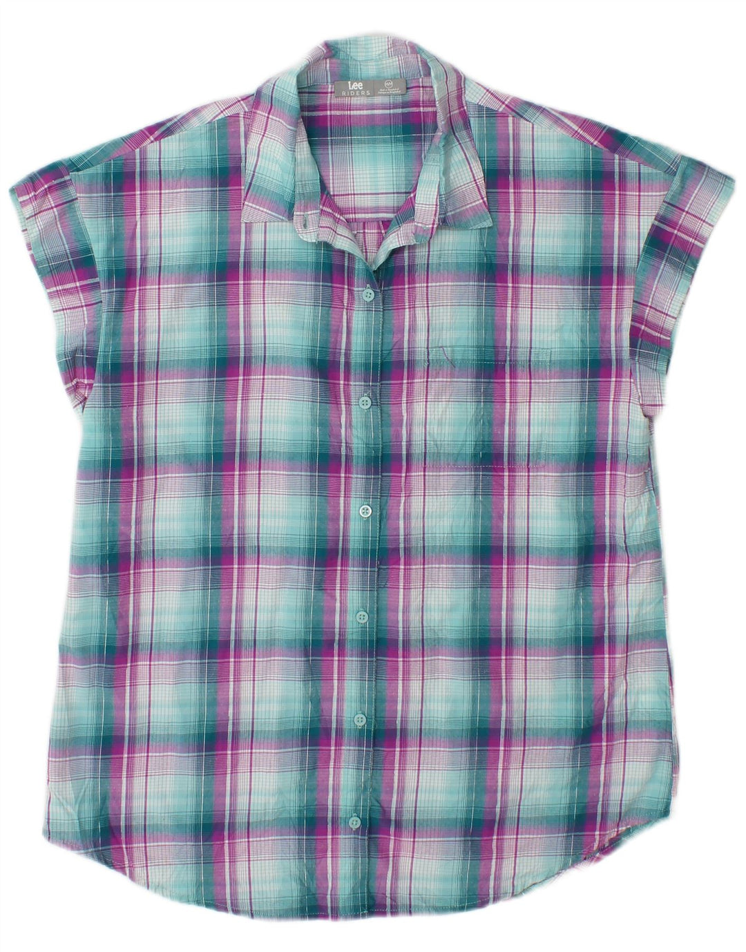 Lee Womens Riders ærmeløs skjorte UK 14 Medium Green Check Polyester