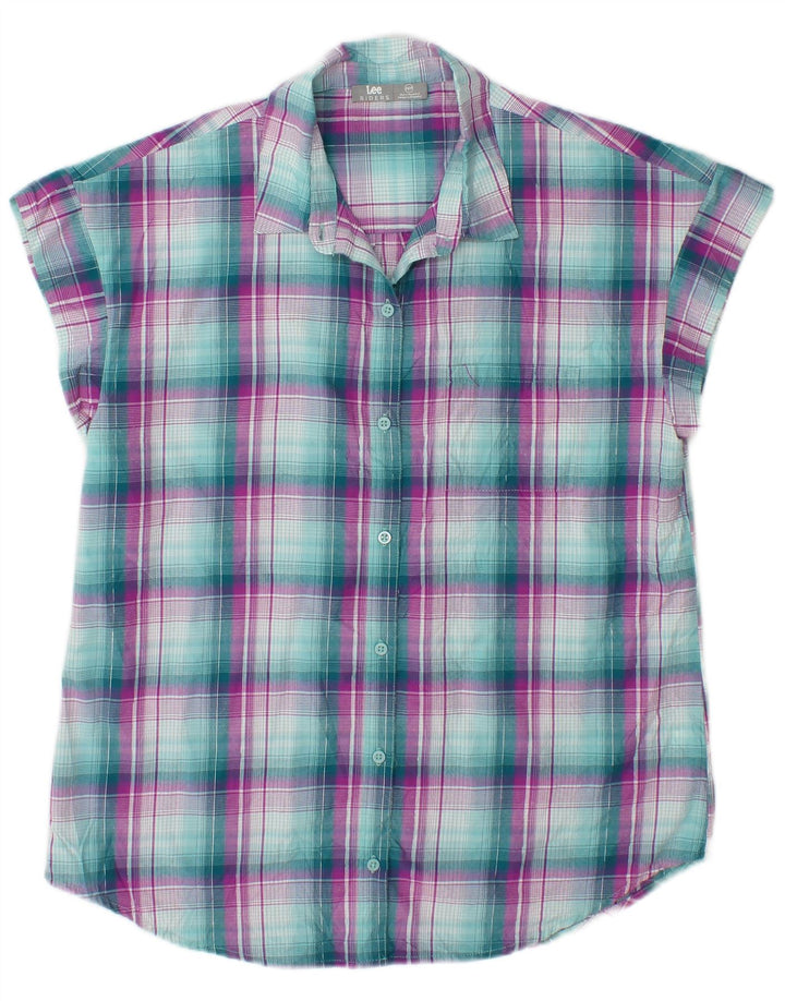 Lee Womens Riders ærmeløs skjorte UK 14 Medium Green Check Polyester