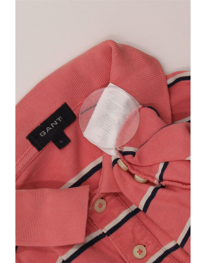 Gant herre poloshirt stor pink stribet bomuld