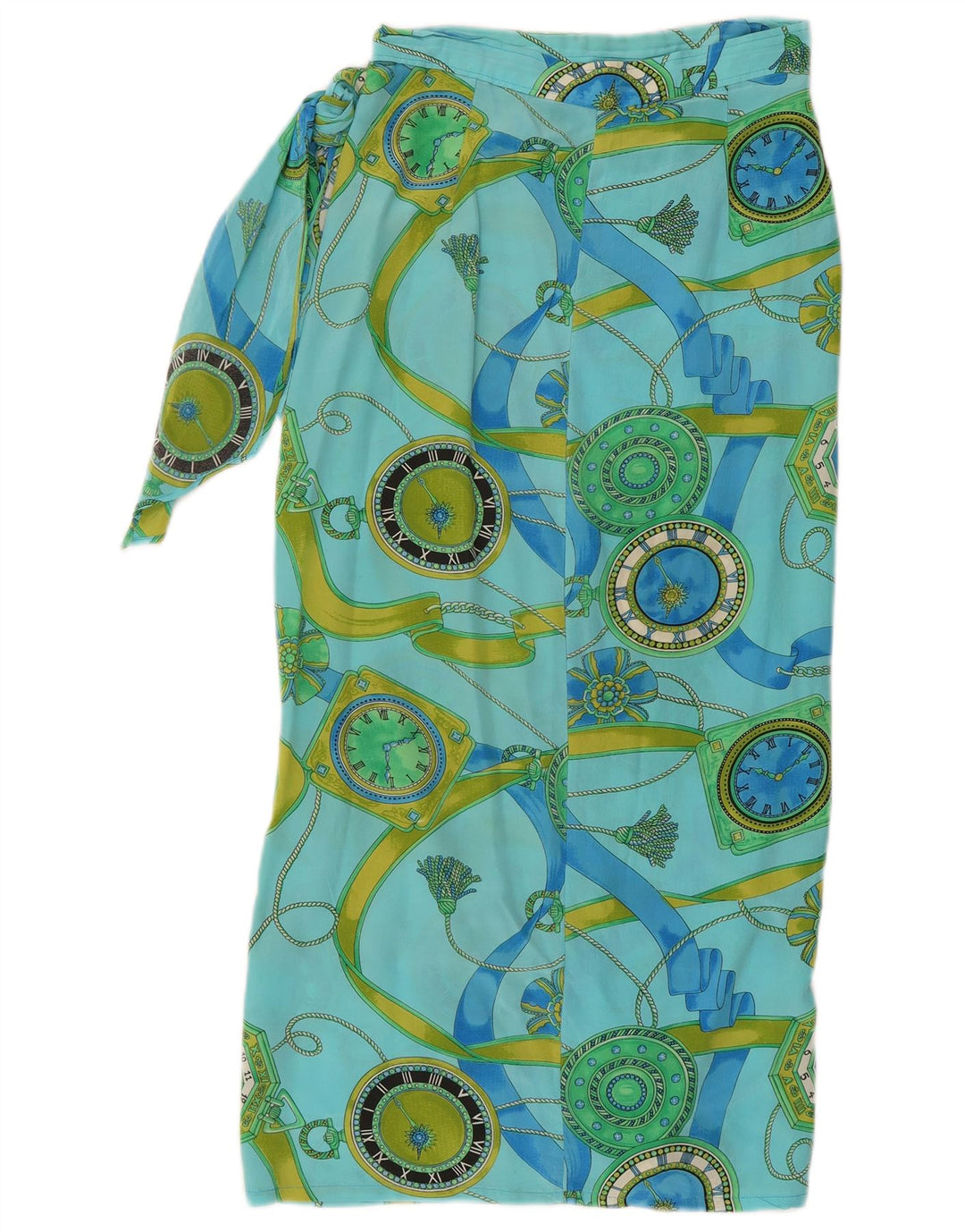Vintage kvinders abstrakt mønster wrap nederdel W32 Large Blue