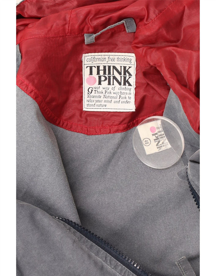 Tænk Pink Herre Hættejakke Windbreaker UK 48 4XL Grå Polyester