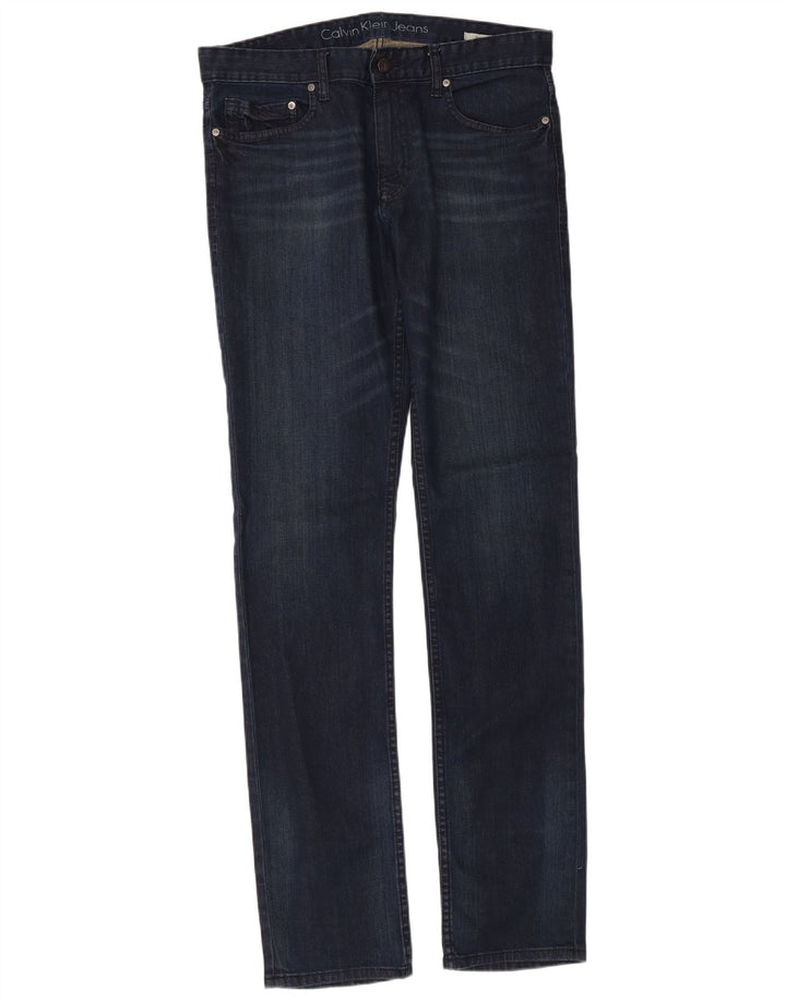 Calvin Klein Dame Slim Jeans W32 L34 Marineblå Bomuld
