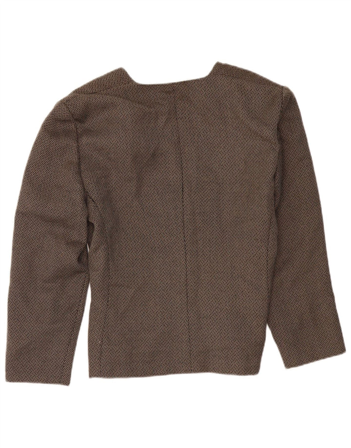 LUISA SPAGNOLI Dame 1 Knap Blazer Jakke IT 46 Stor Brun Geometrisk