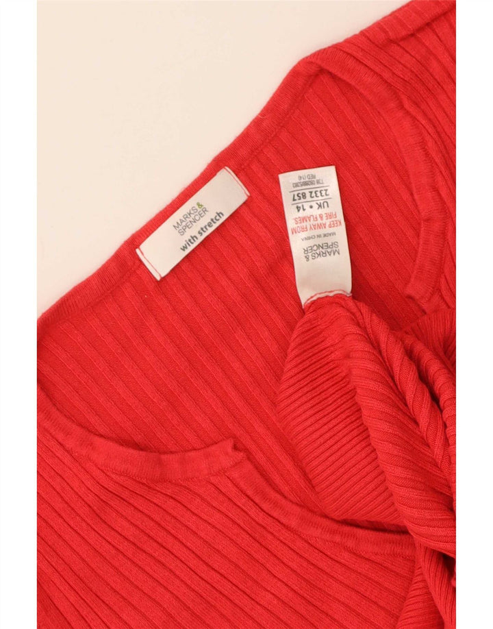 Marks & Spencer T-shirt top til kvinder UK 14 Medium rød viskose