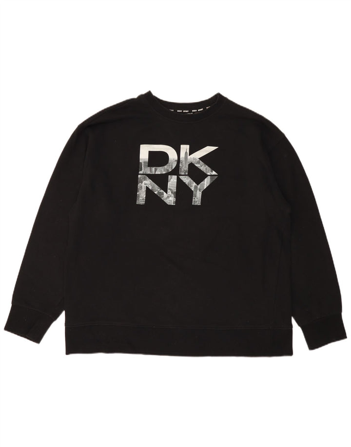 Dkny Herre Grafisk Sweatshirt Jumper Medium Sort Bomuld