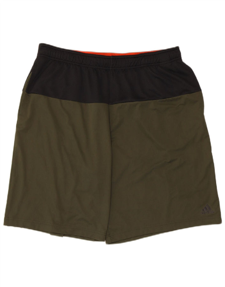 Adidas Herre grafiske sportsshorts XL Khaki Colourblock Polyester