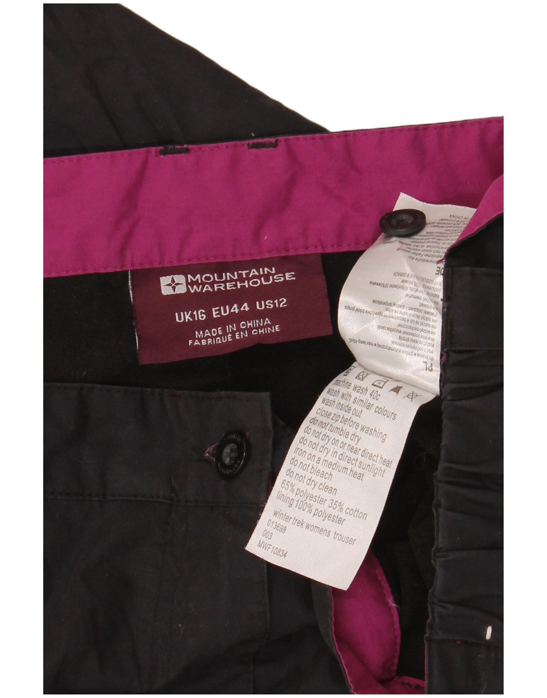 Mountain Warehouse Dame Windbreaker Bukser UK 16 Large W38 L30 Black