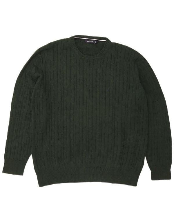 Nautica Herre sweater med rund hals XL grøn bomuld