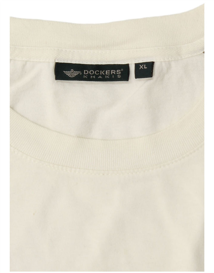 Dockers Herre Khakis T-Shirt Top XL Hvid Colourblock