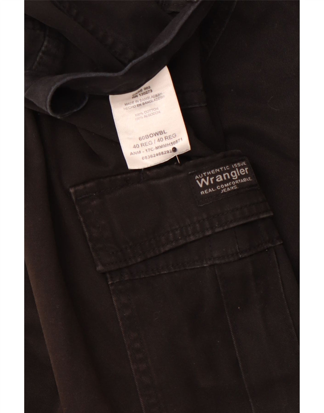 WRANGLER Herre Cargo Shorts W40 XL Sort Bomuld