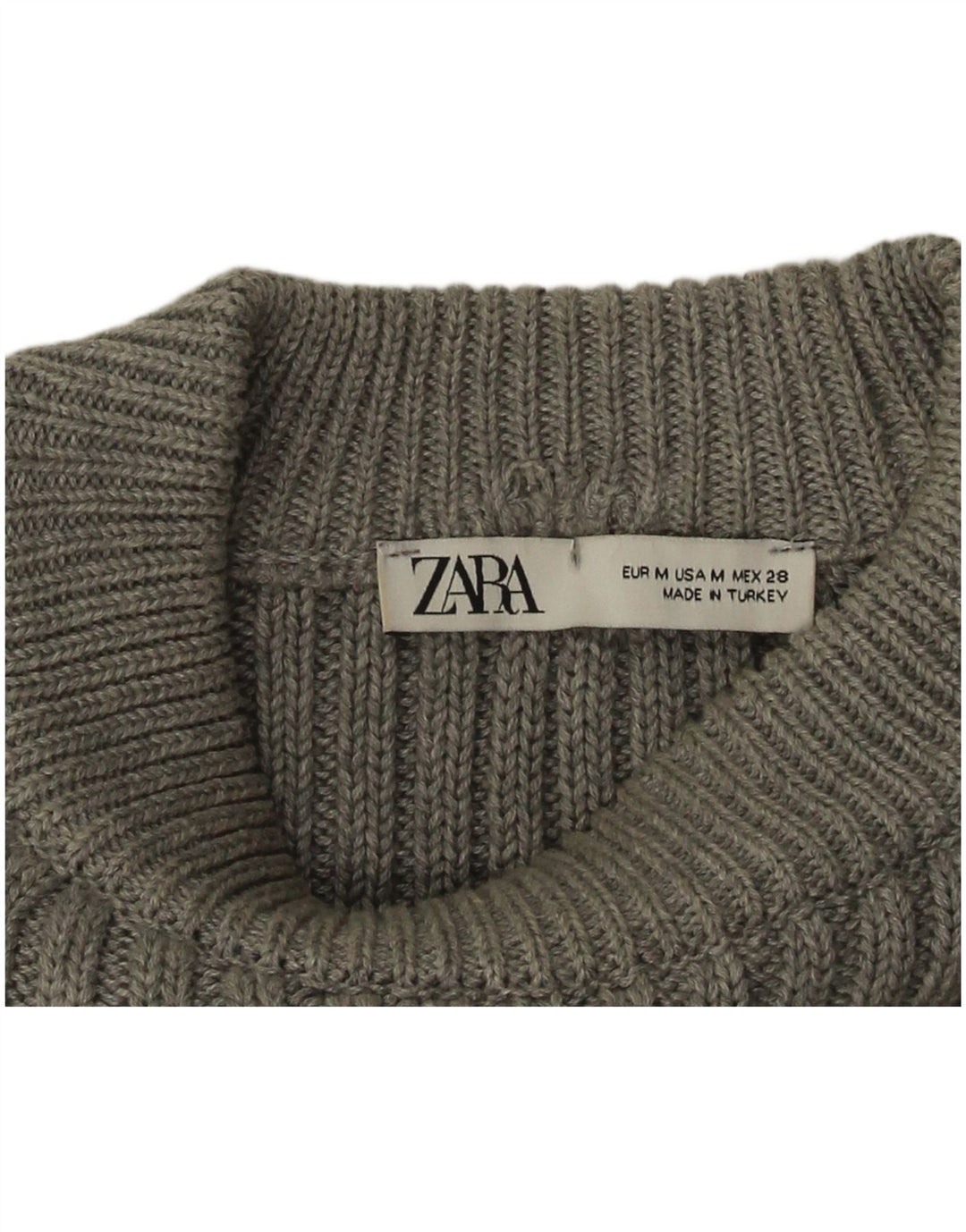 Zara Dame Crop Rundhals Jumper Sweater UK 14 Medium Grey Bomuld