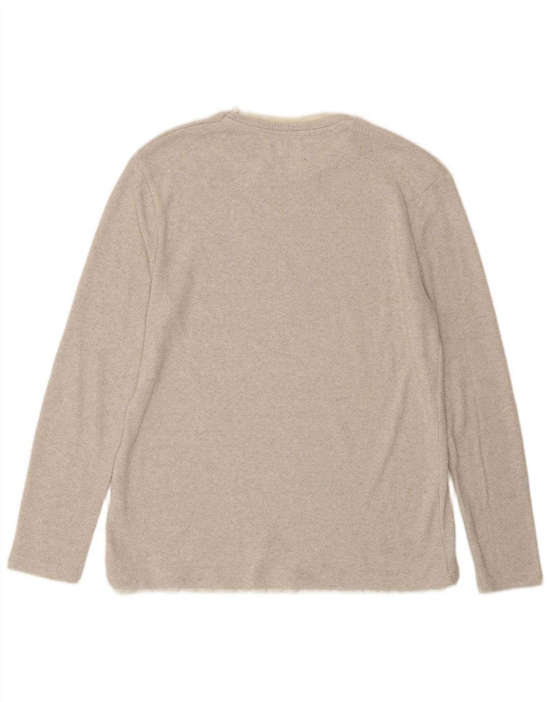 ZARA Dame Top Langærmet UK 16 Stor Beige Bomuld