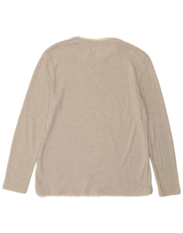 ZARA Dame Top Langærmet UK 16 Stor Beige Bomuld