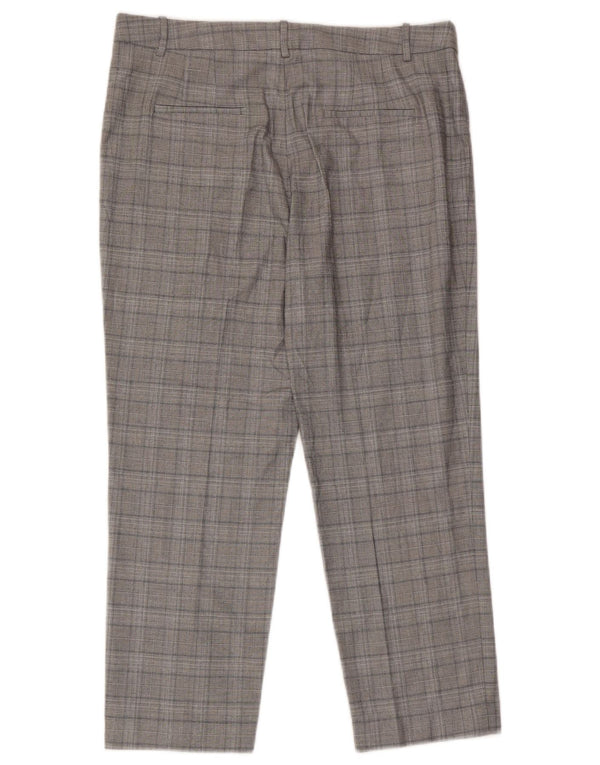 Zara Womens Crop Suit Bukser Large W30 L25 Grå ternet viskose