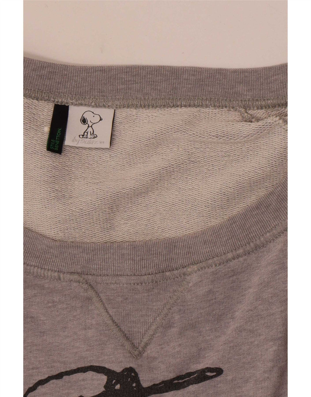 Benetton Womens Peanuts Graphic Sweatshirt Jumper UK 14 Medium Grey