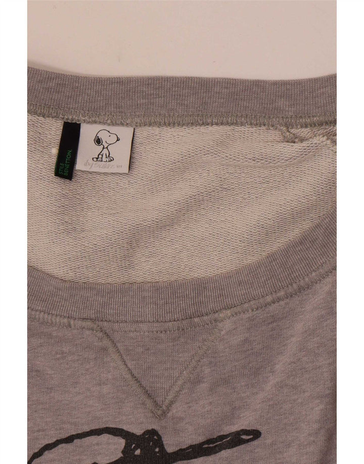 Benetton Womens Peanuts Graphic Sweatshirt Jumper UK 14 Medium Grey