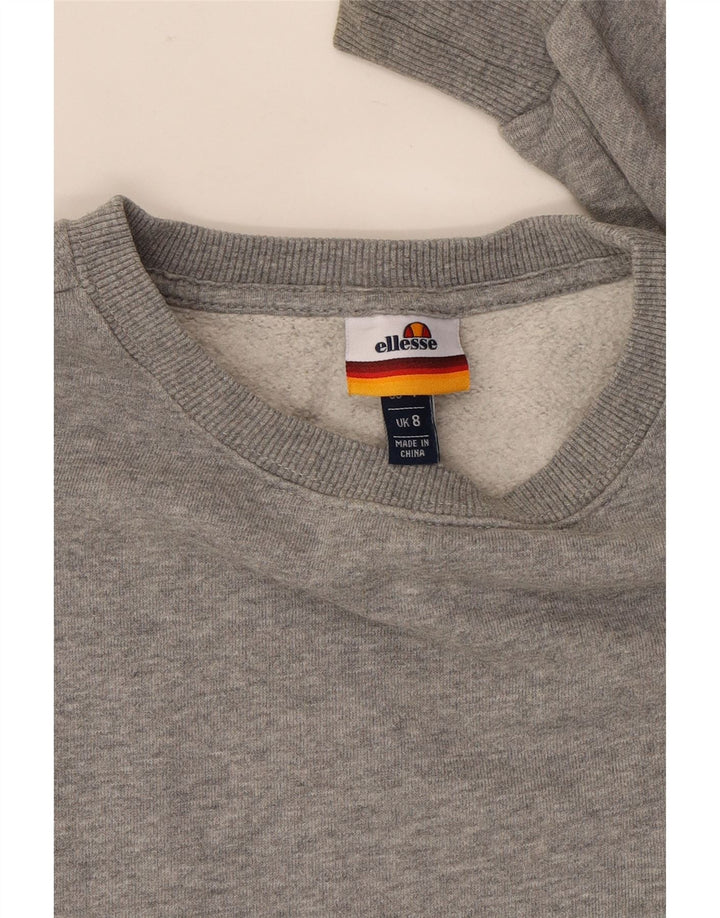 ELLESSE Womens Oversized Sweatshirt Jumper UK 8 Small Grey Cotton Vintage Ellesse and Second-Hand Ellesse from Messina Hembry 