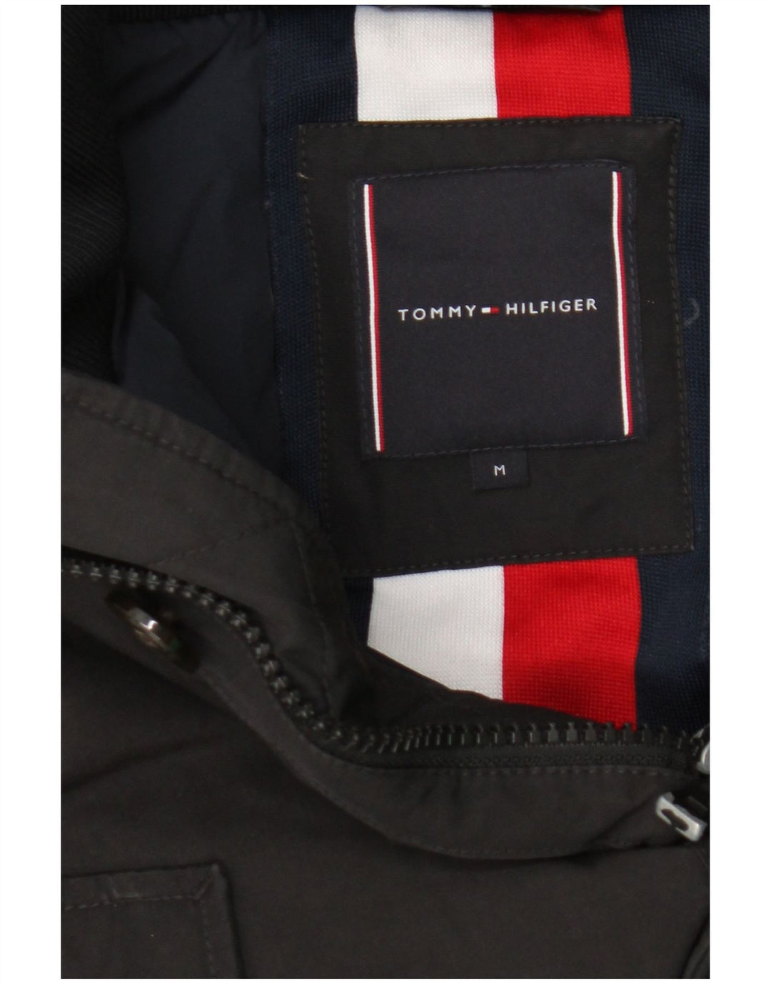 Tommy Hilfiger Herre hættepolstret jakke UK 38 Medium Sort Bomuld