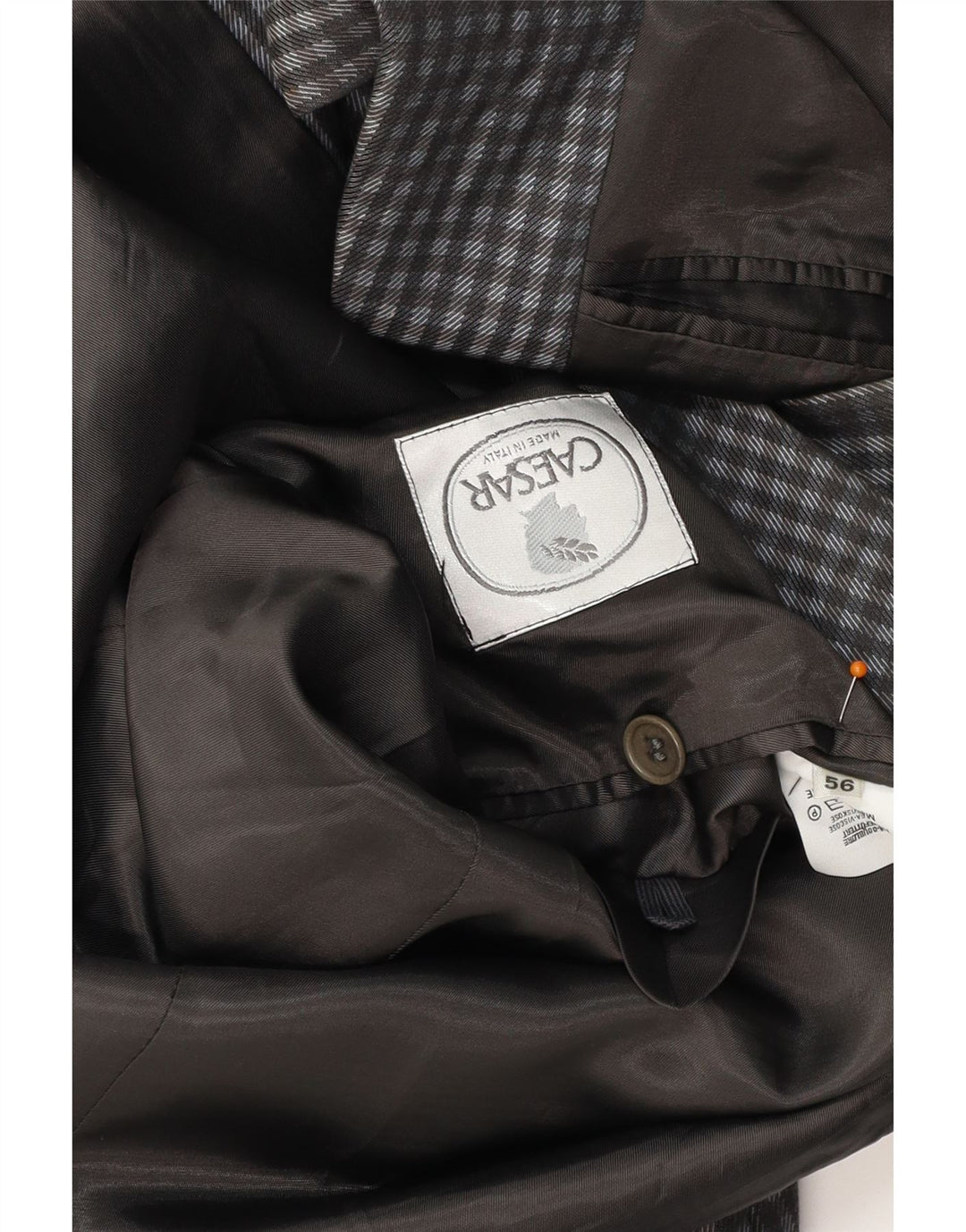 CAESAR Herre 2-knaps blazerjakke IT 56 XL Grå Gingham Bomuld