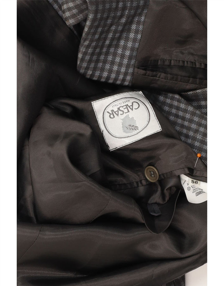 CAESAR Herre 2-knaps blazerjakke IT 56 XL Grå Gingham Bomuld