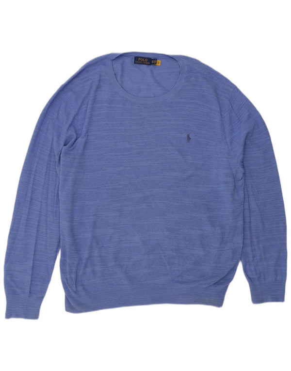 Polo Ralph Lauren Herre Crew Neck Jumper Sweater 2XL Blå nålestribet bomuld