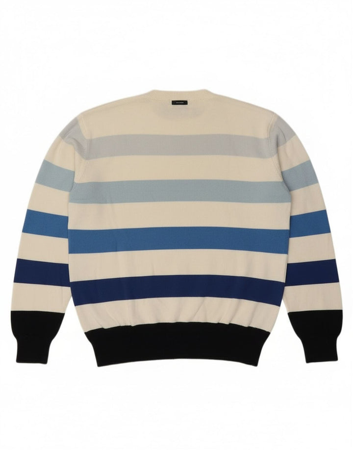 Nautica Herre trøjetrøje med rund hals Medium Off White Stribet bomuld