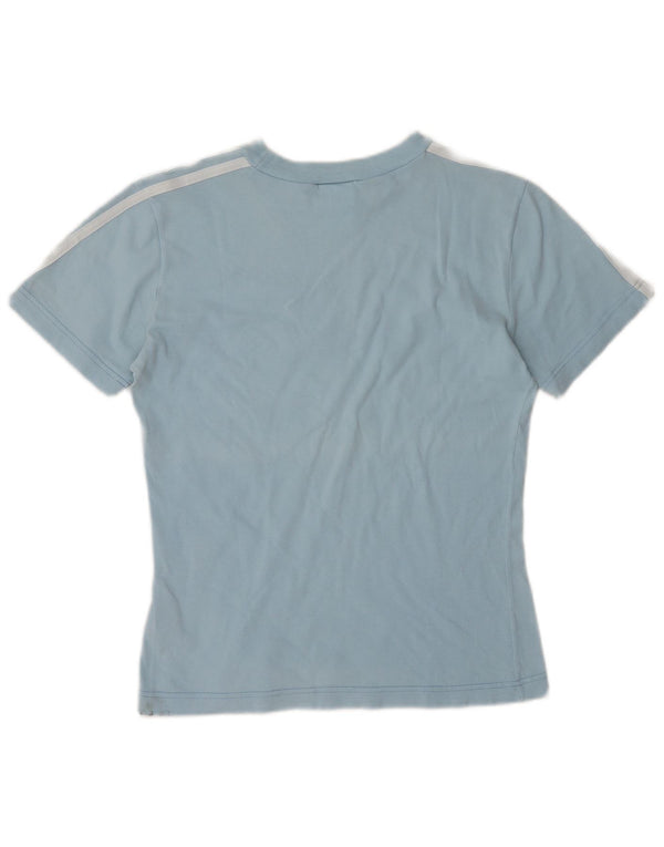 Adidas Dame T-Shirt Top UK 10 Lille Blå Bomuld