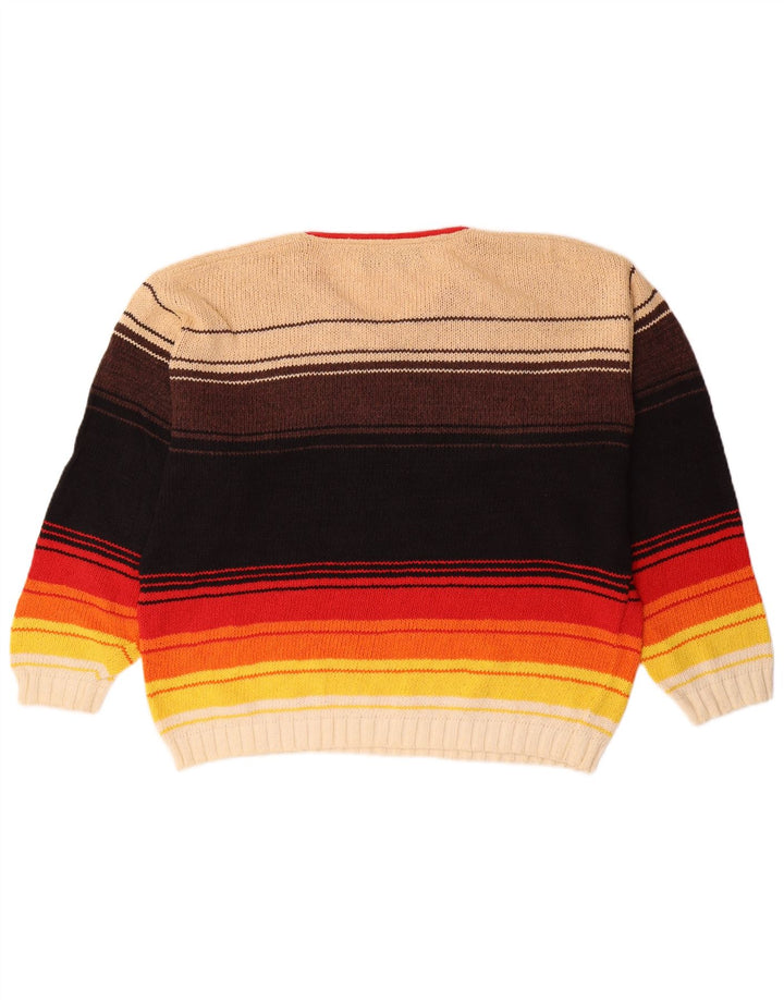 Vintage Herre V-hals sweater IT 50 Medium Flerfarvet Stribet