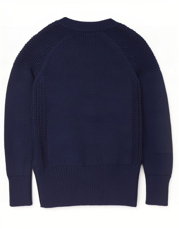 Zara Dame V-hals sweater UK 10 Lille marineblå bomuld