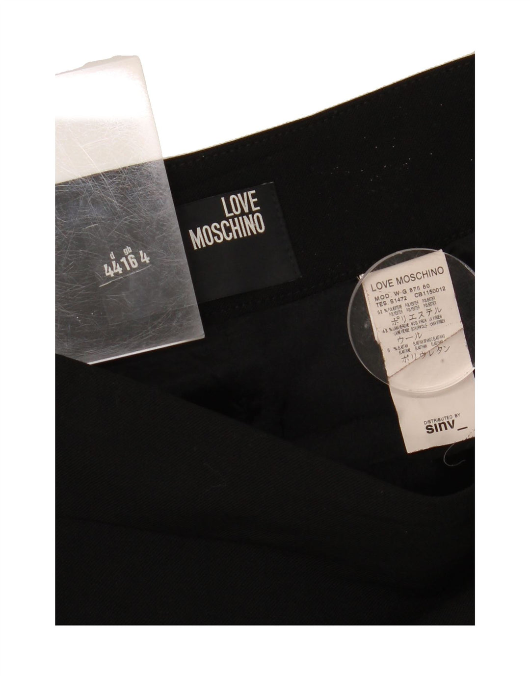 MOSCHINO Womens Pencil Skirt UK 16 Large W34  Black Polyester Vintage Moschino and Second-Hand Moschino from Messina Hembry 