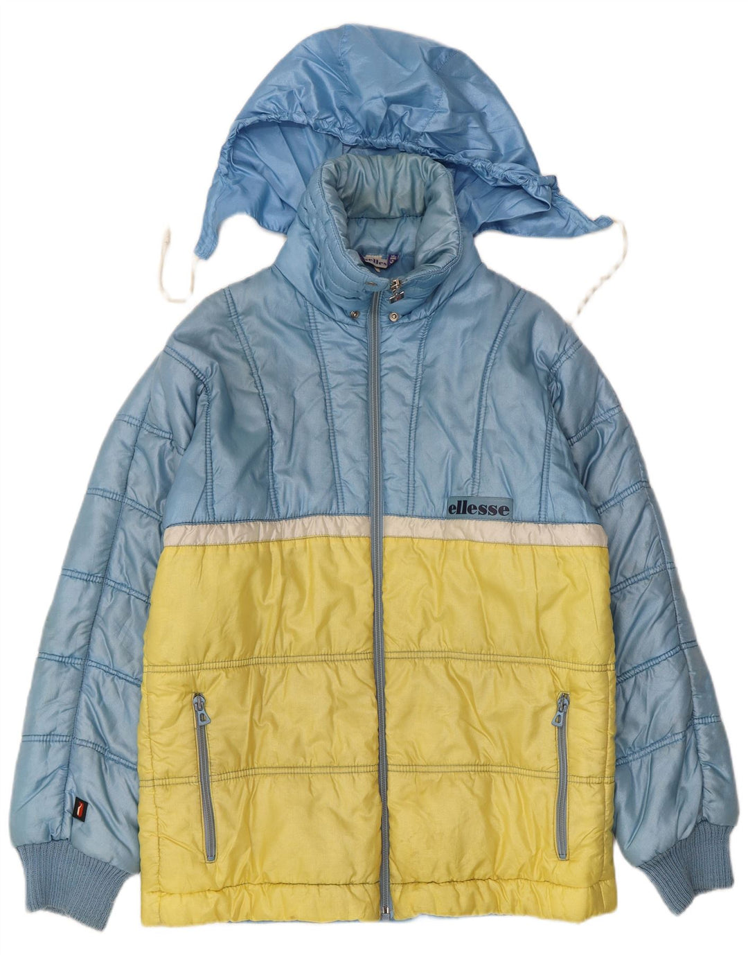 Ellesse Herre hættepolstret jakke UK 38 Medium Blue Colourblock Nylon