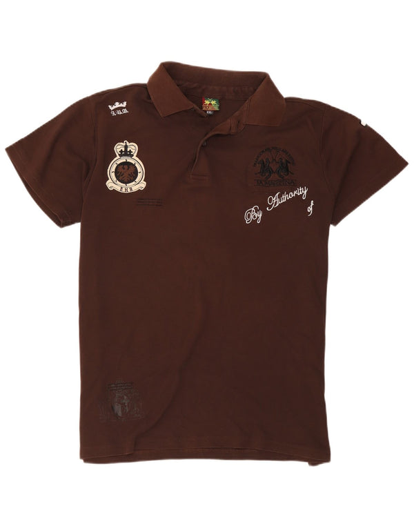 La Martina Herre grafisk poloskjorte 2XL brun bomuld