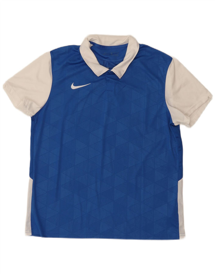 NIKE Poloshirt til mænd XL Blå Colourblock Polyester